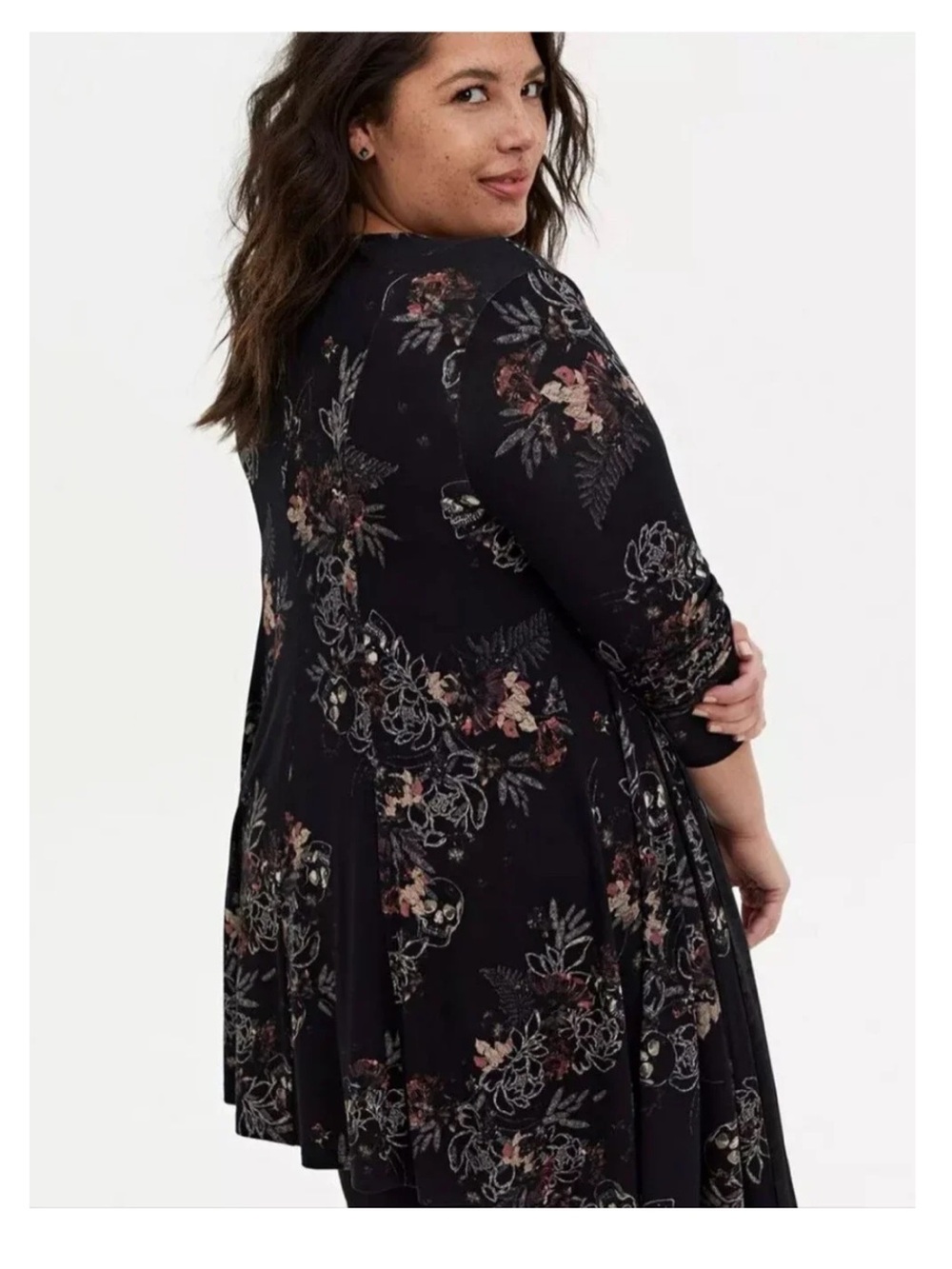 NWT Torrid Super Soft Floral Skull Fit & Flare Duster Cardigan Size 0 12